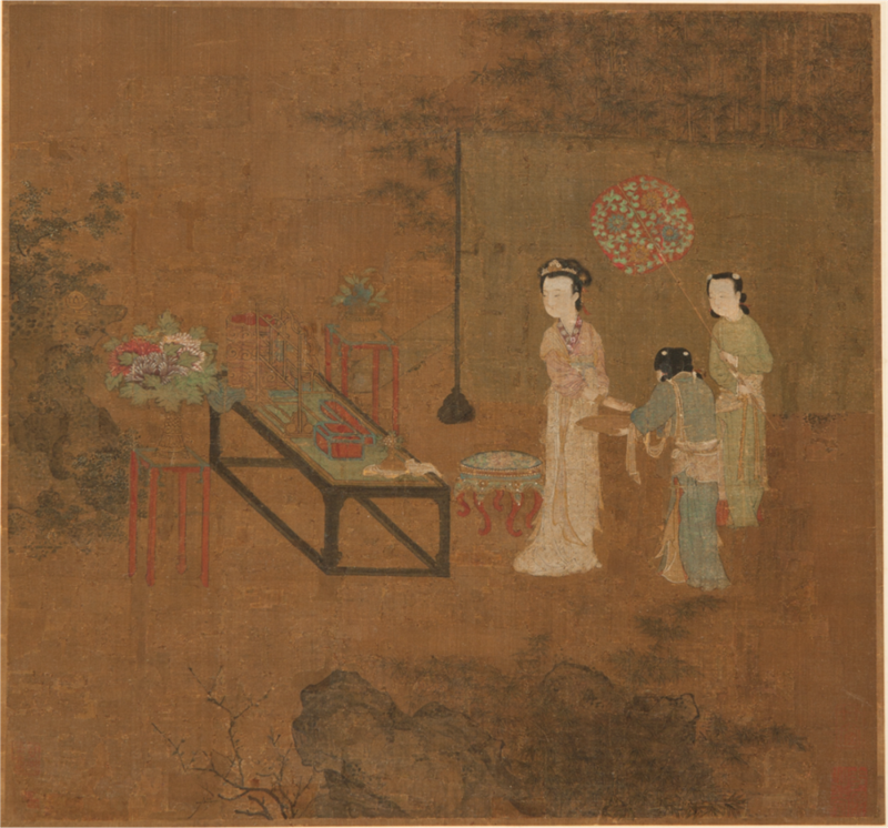 宋 无款 盥手观花图页