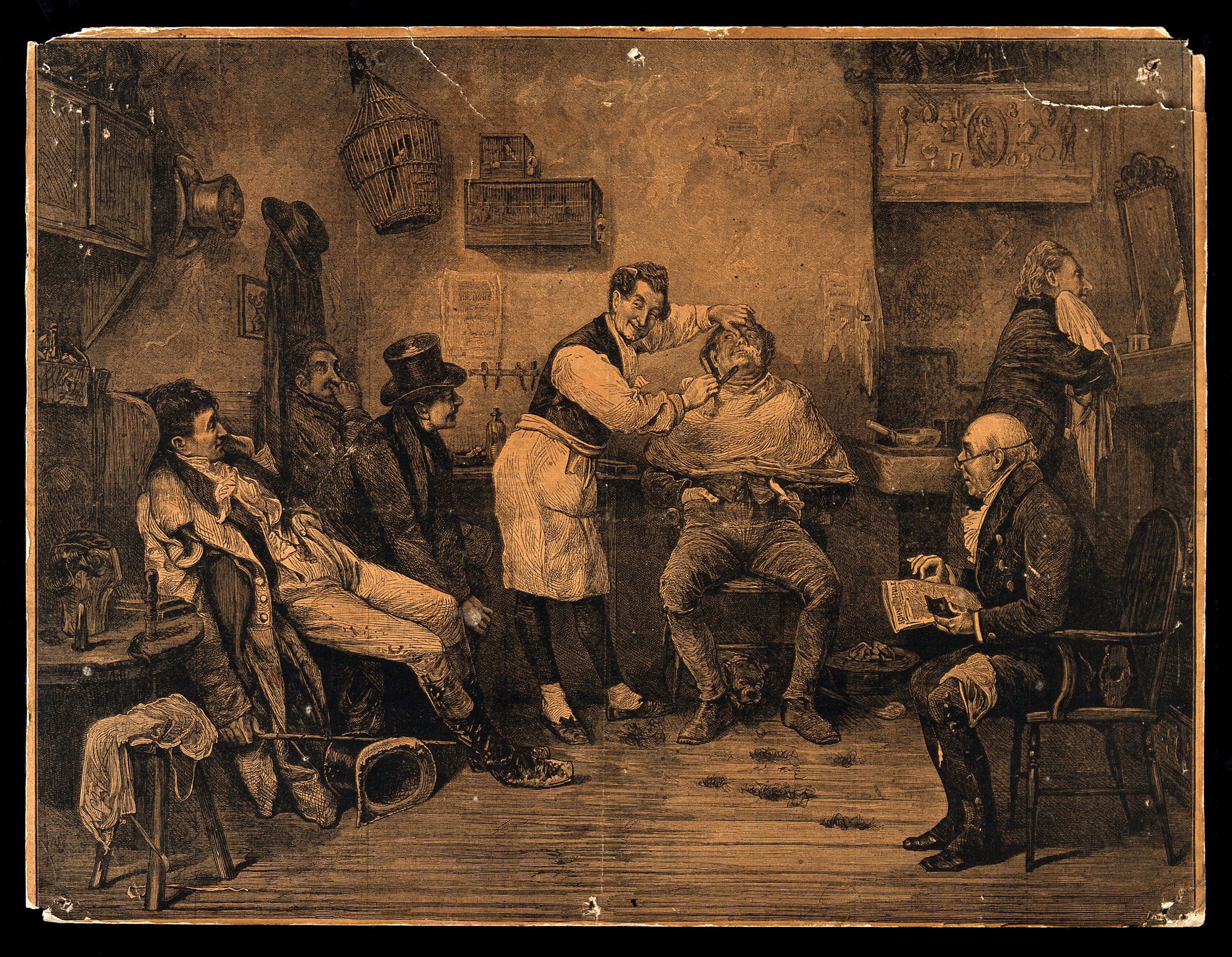 《1825年的理发店刮胡子》