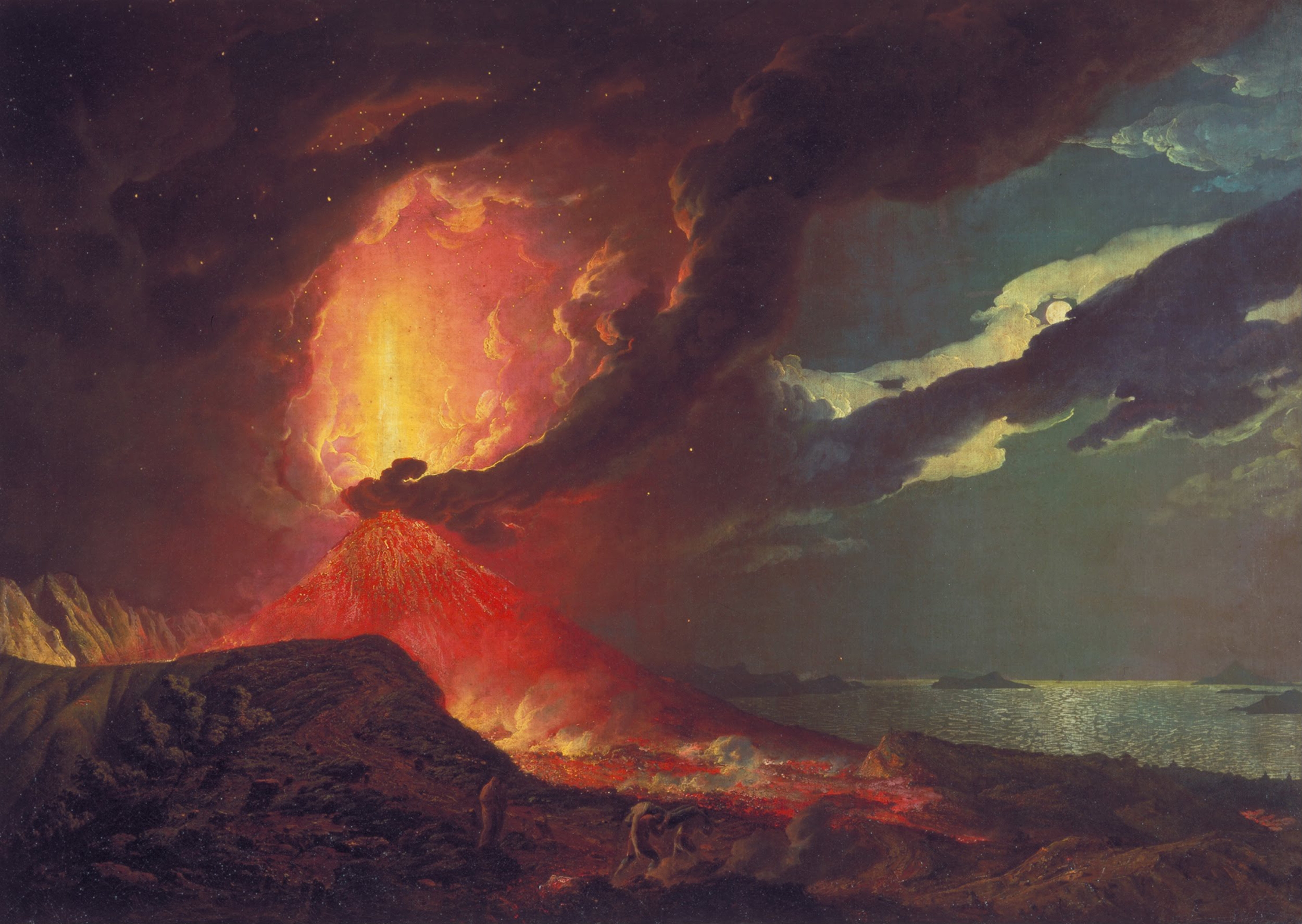 维苏威火山爆发，远眺那不勒斯湾群岛