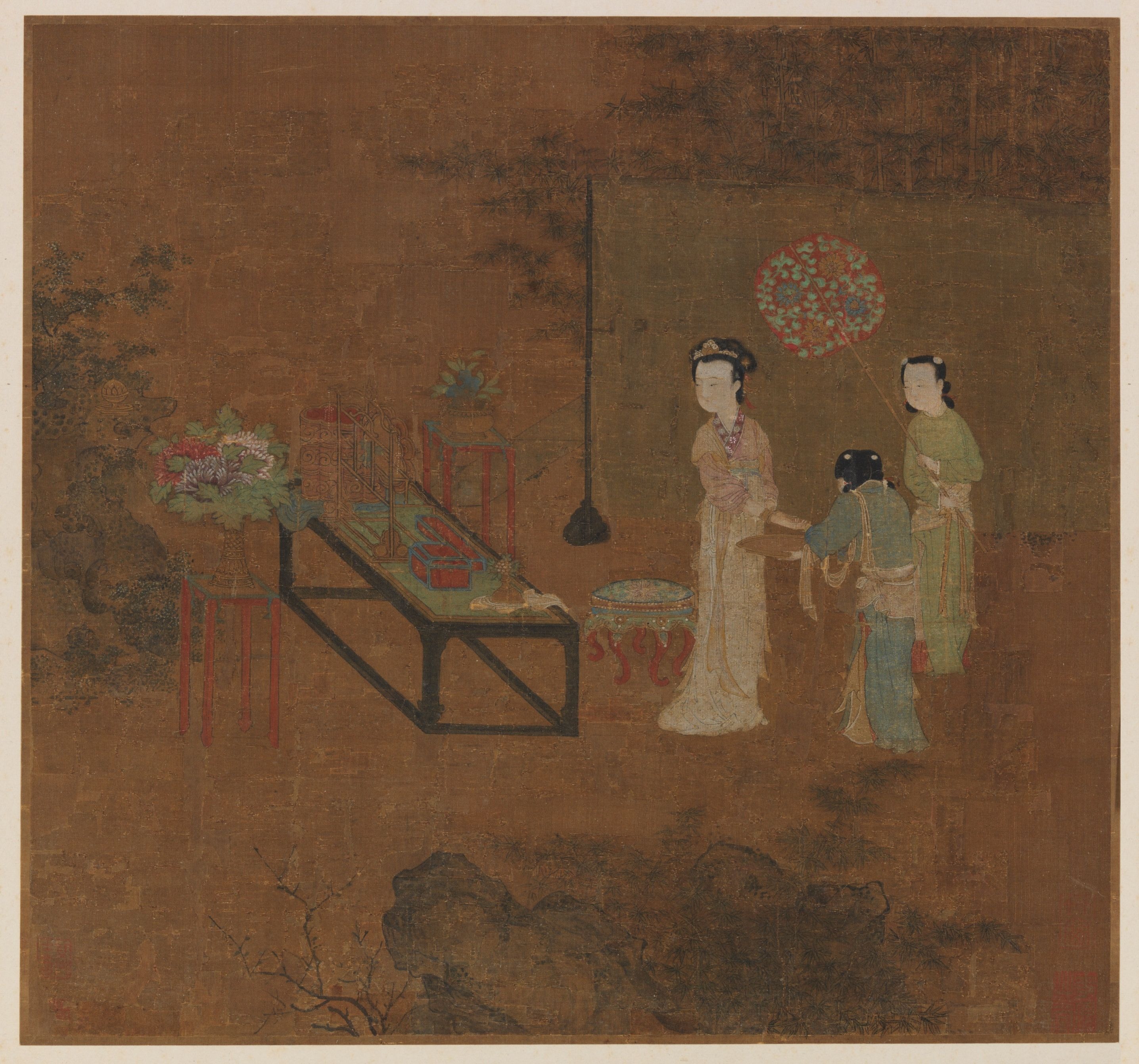 宋 无款 盥手观花图页