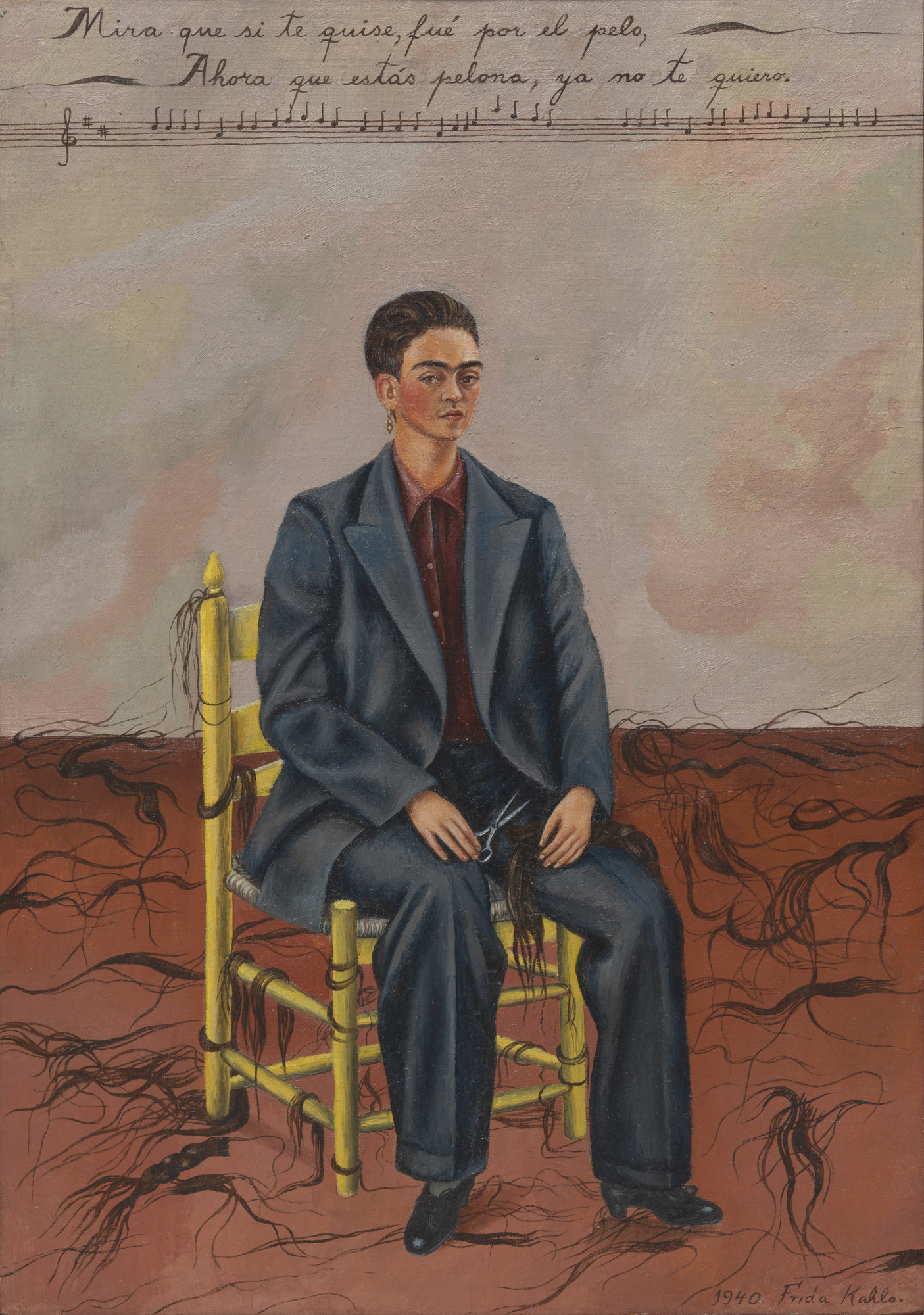 剪短发的自画像